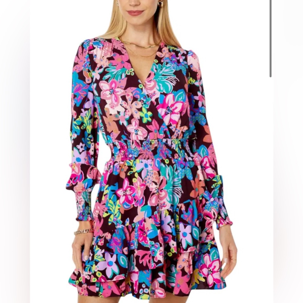 Lilly Pulitzer Christiana Long Sleeve Stretch Dress Cherry Ganache Size 0